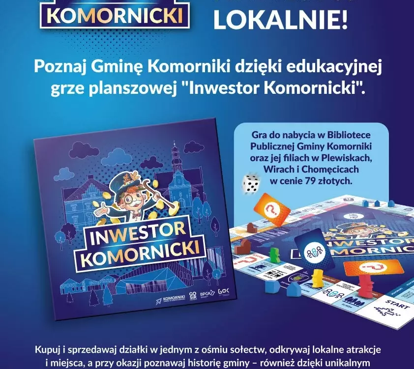 Zdjęcie do Gra planszowa "Inwestor Komornicki" już do nabycia w Bibliotece Publicznej Gminy Komorniki i jej filiach