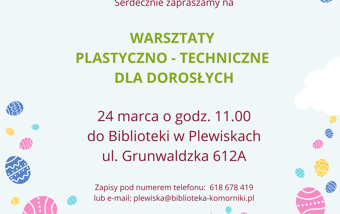 Zdjęcie do Warsztaty techniczno-plastyczne dla dorosłych w Plewiskach