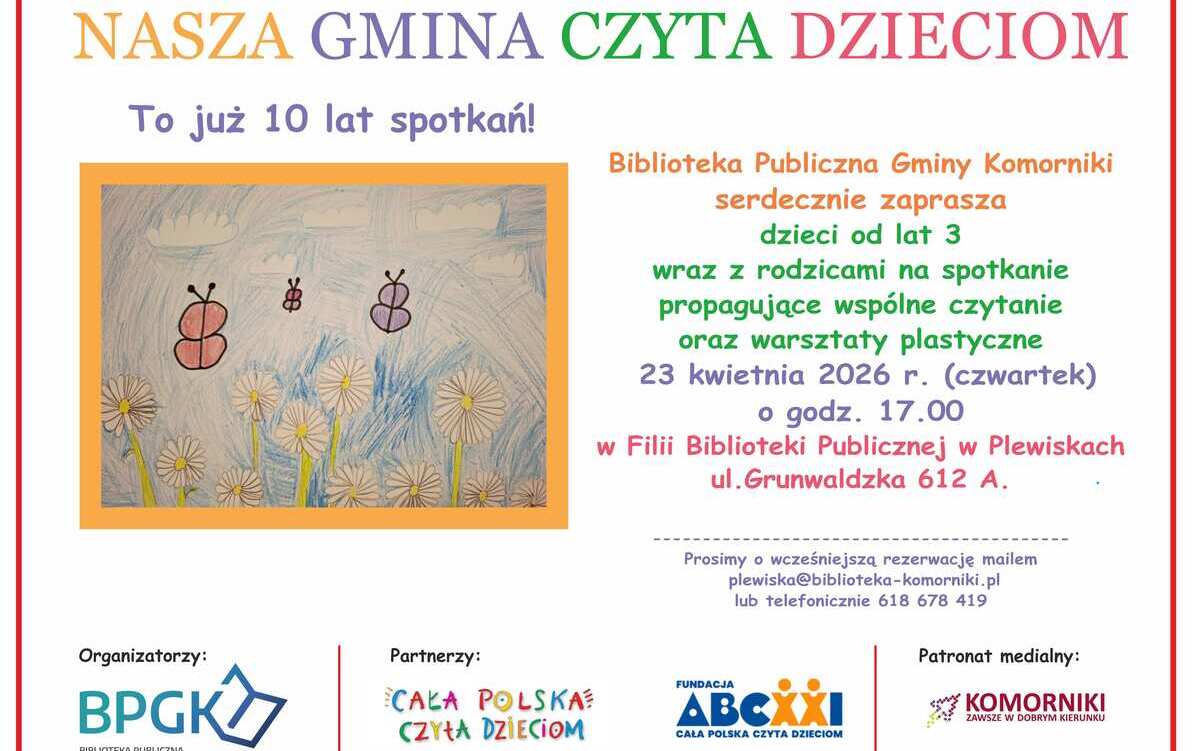 Zdjęcie do Nasza Gmina Czyta Dzieciom w Plewiskach - zaproszenie