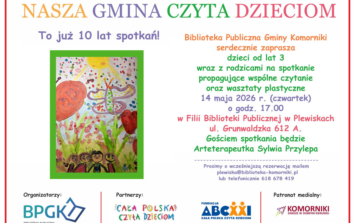Zdjęcie do Nasza Gmina Czyta Dzieciom w Plewiskach - zaproszenie