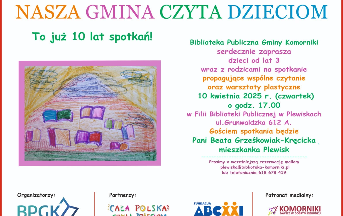 Zdjęcie do Nasza Gmina Czyta Dzieciom w Plewiskach - zaproszenie
