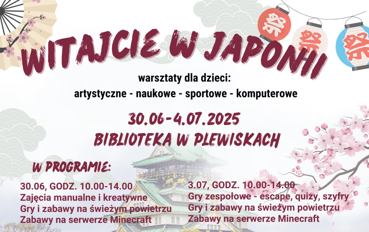 Zdjęcie do Warsztaty Minecraft dla dzieci "Witajcie w Japonii" w Bibliotece w Plewiskach