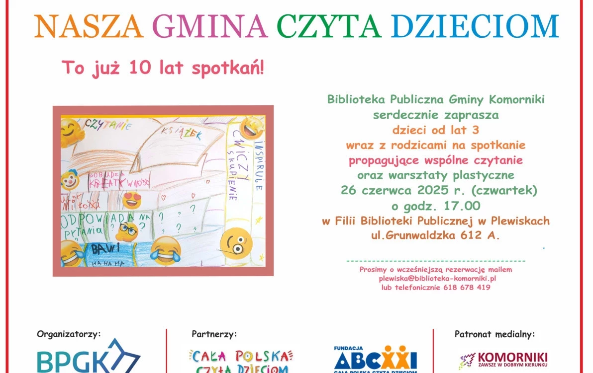 Zdjęcie do Nasza Gmina Czyta Dzieciom w Plewiskach - zaproszenie