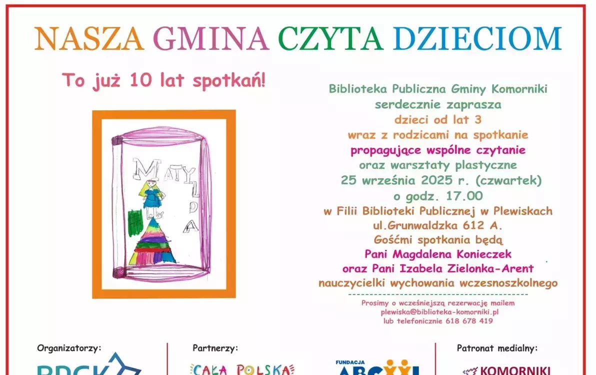 Zdjęcie do Nasza Gmina Czyta Dzieciom w Plewiskach - zaproszenie