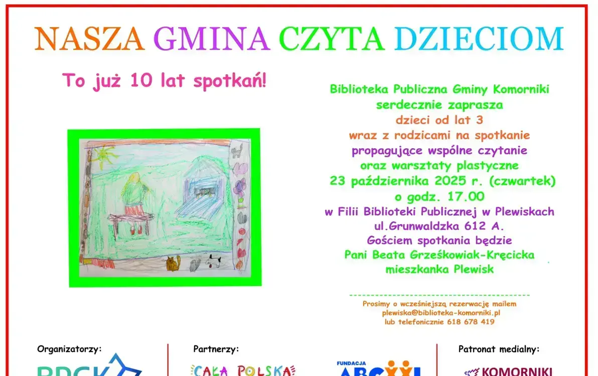 Zdjęcie do Nasza Gmina Czyta Dzieciom w Plewiskach - zaproszenie