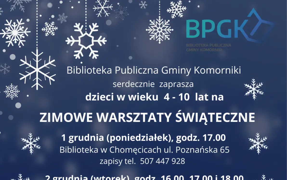 Zdjęcie do Zimowe Warsztaty Świąteczne w Bibliotece Publicznej Gminy Komorniki! 