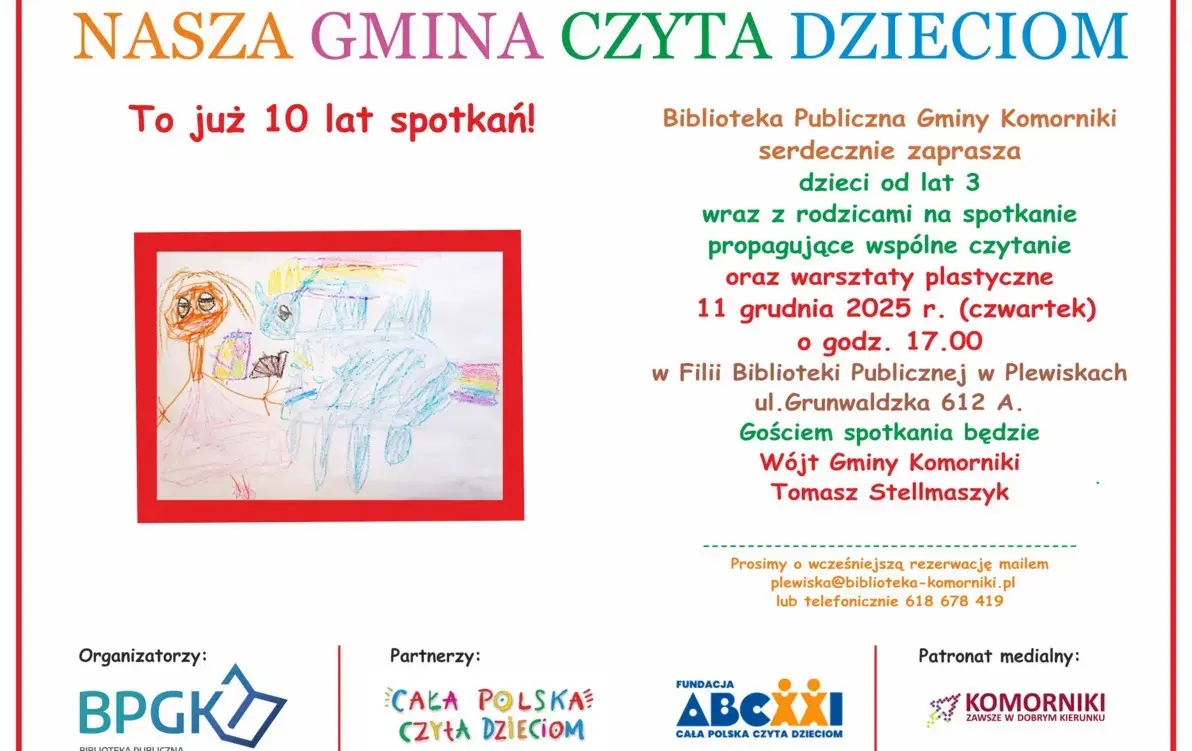 Zdjęcie do Nasza Gmina Czyta Dzieciom w Plewiskach - zaproszenie