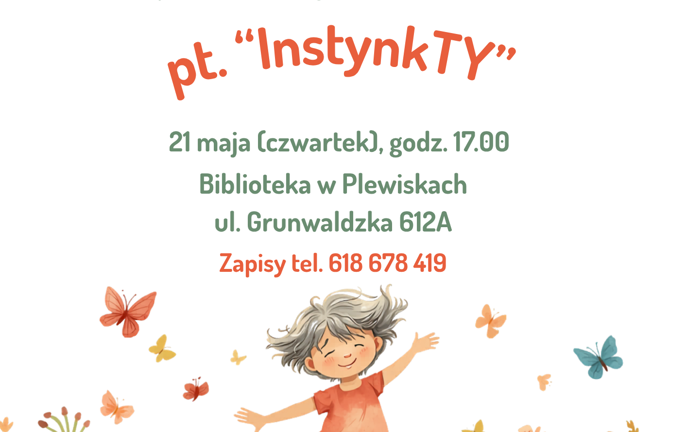 Zdjęcie do Spektakl Polskiego Teatru Tańca pt. "InstynkTy" w bibliotece w Plewiskach