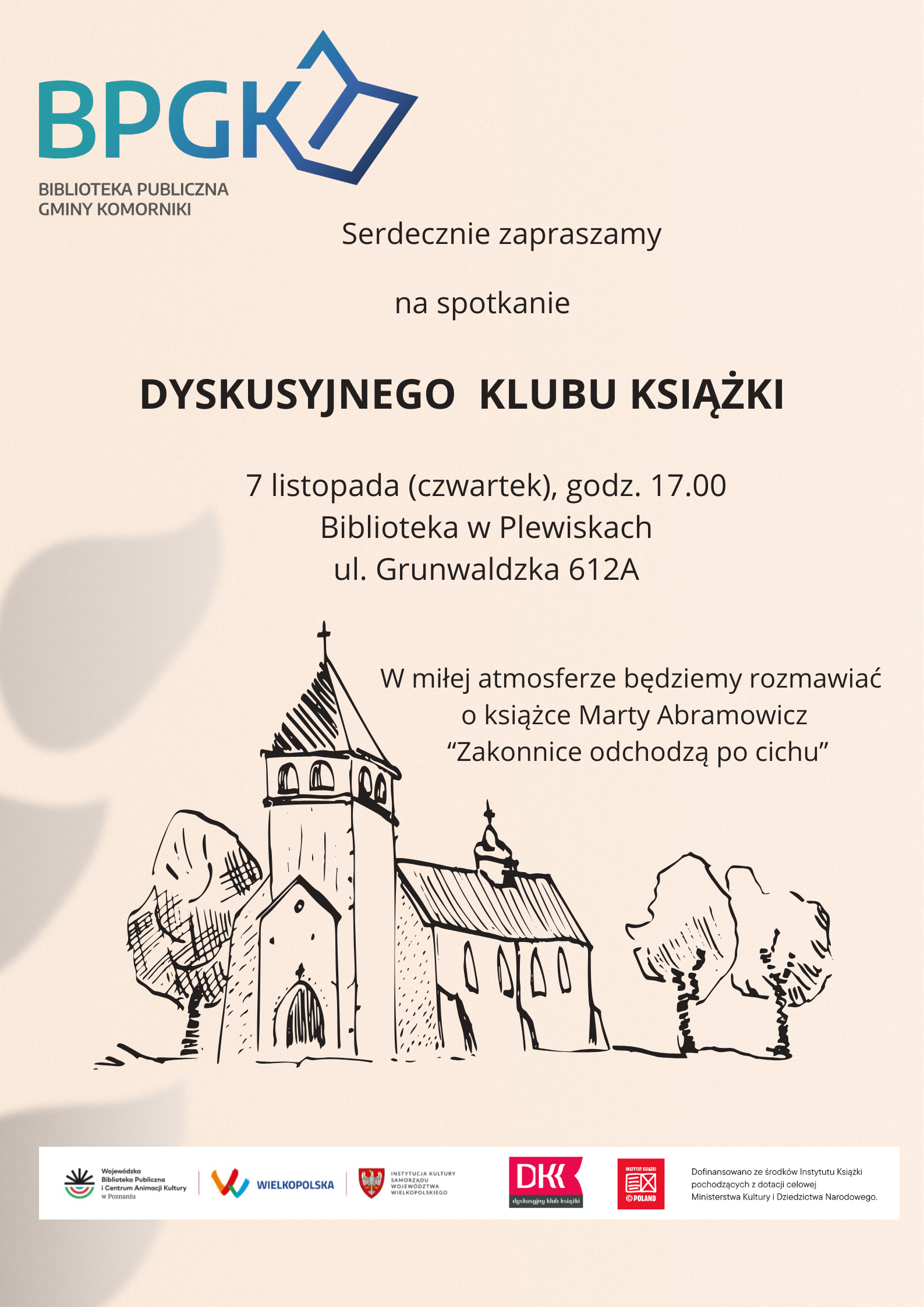 Plakat DKK Plewiska spotkanie listopad 2024 r.