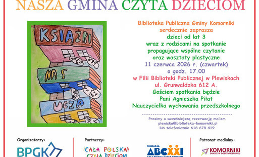 Zdjęcie do Nasza Gmina Czyta Dzieciom w Plewiskach - zaproszenie