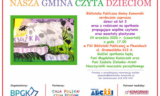 Zdjęcie do Nasza Gmina Czyta Dzieciom w Plewiskach - zaproszenie
